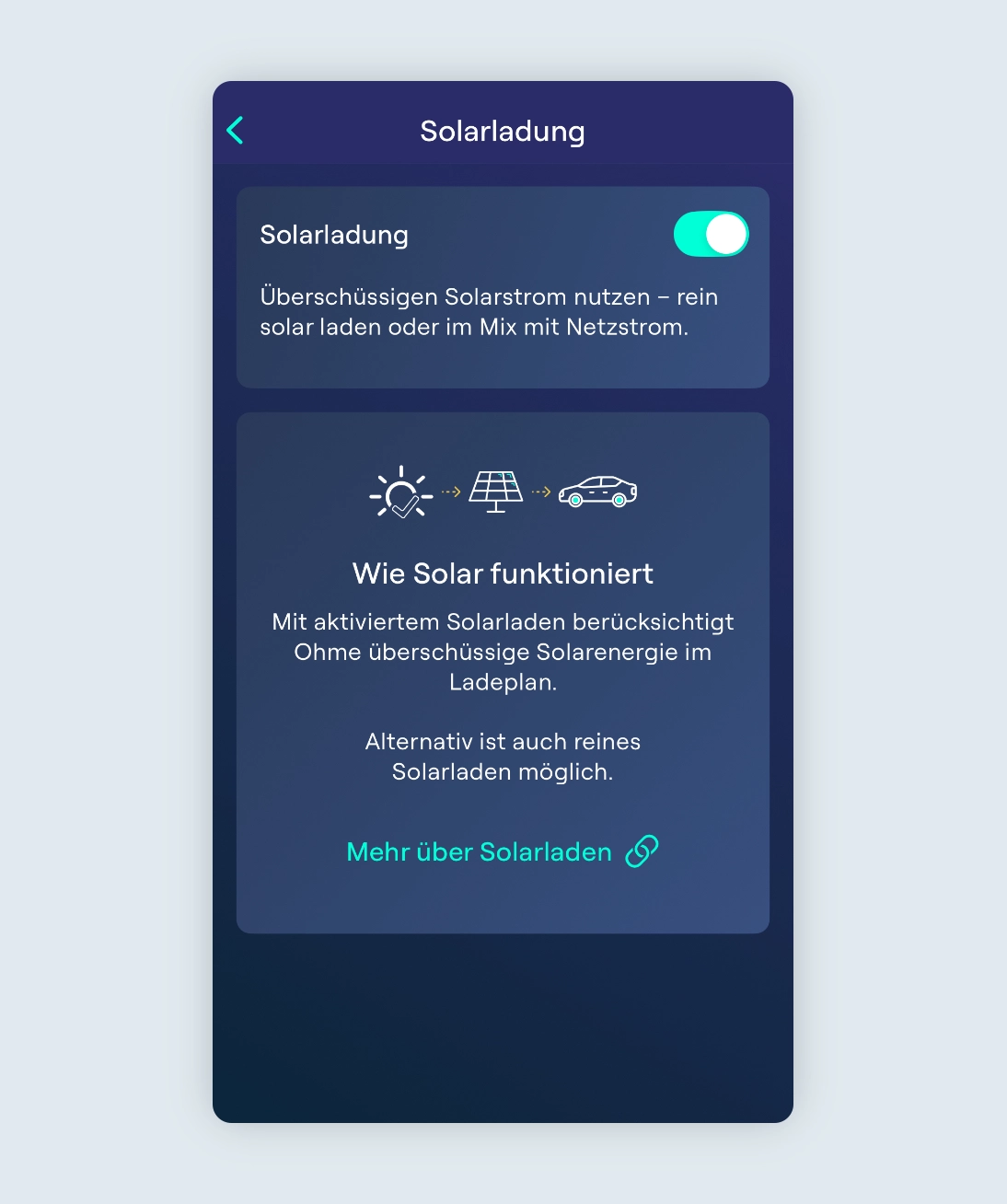 Einrichtugn in der Ohme App von Solarstrom Laden