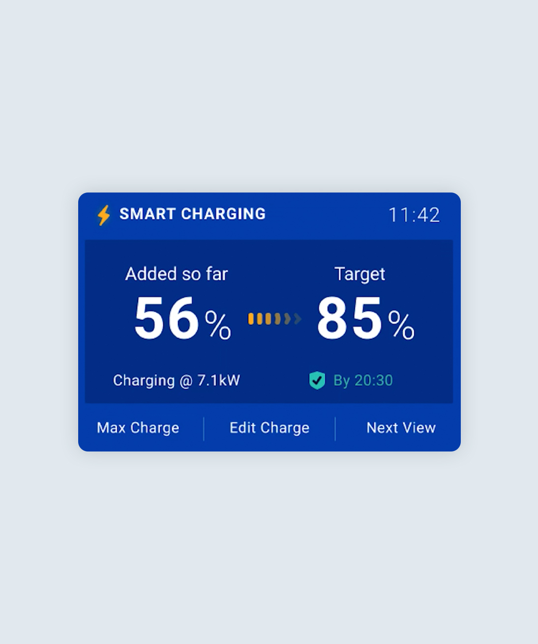 Charger plugged in screen from the Ohme home pro