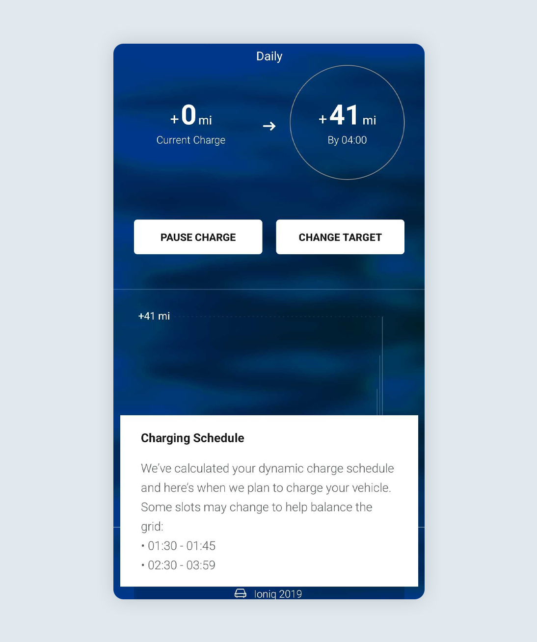 Blue smart charging dashboard of Ohme app showing Intelligent Octopus notification