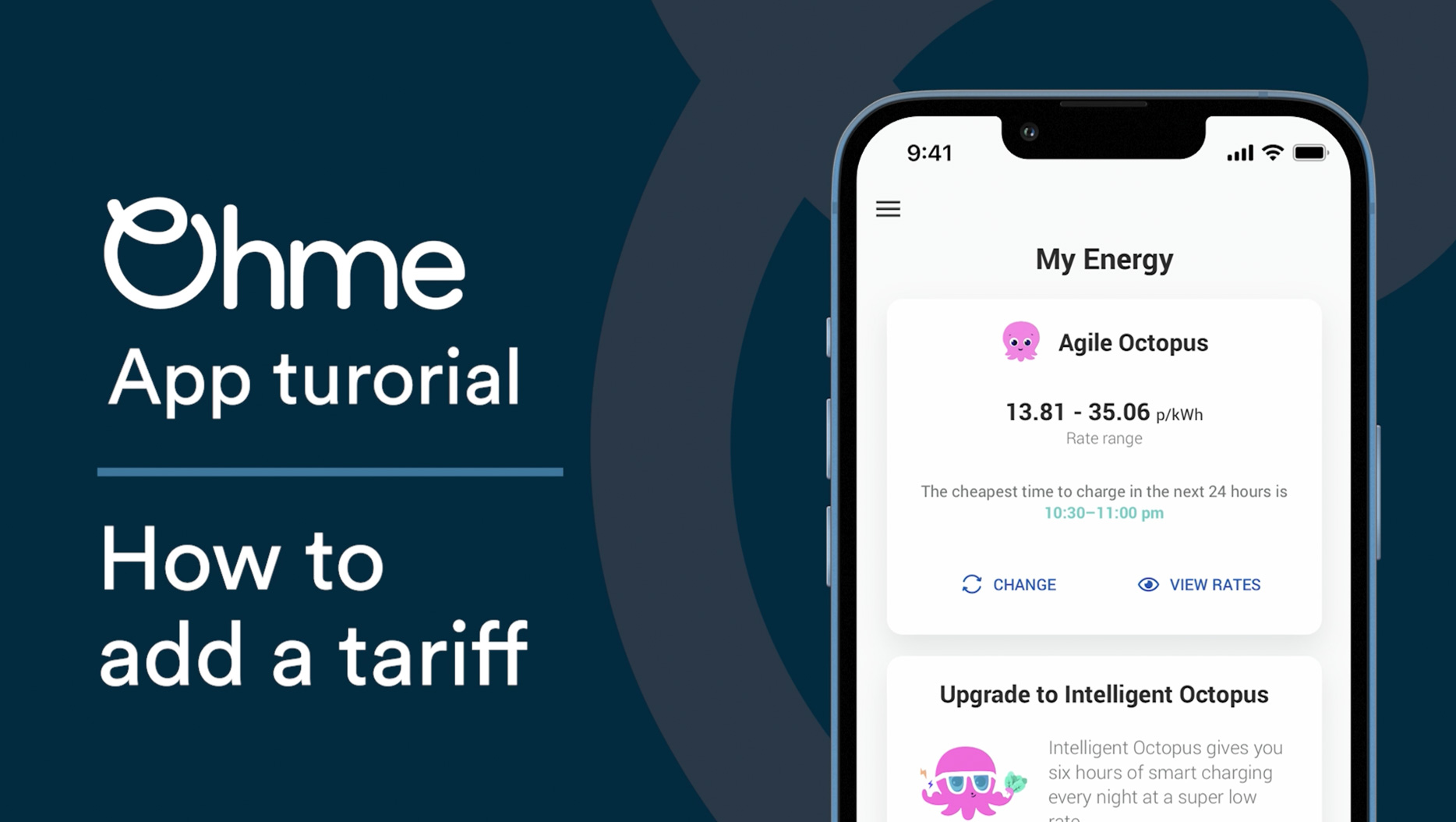 Ohme app video tutorial how to add tariff thumbnail