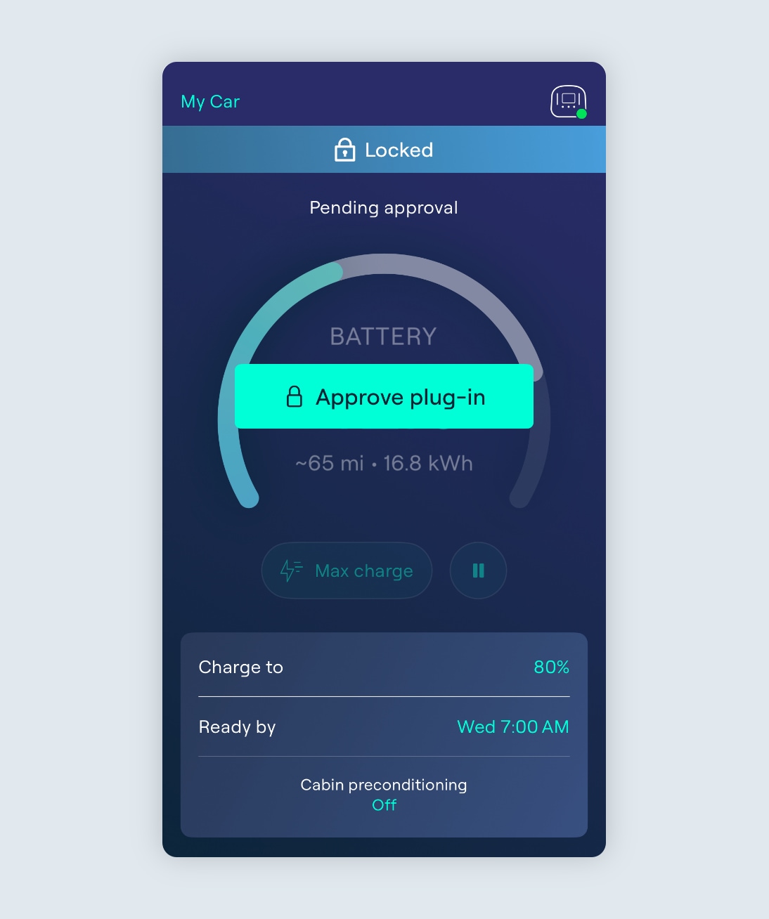 Approve plug in notification on the charging page in the Ohme app