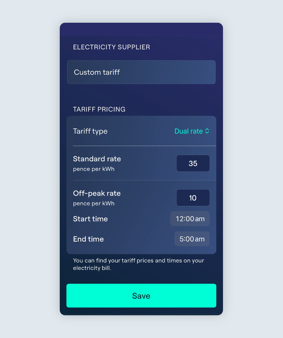 Custom tariff dual rate example