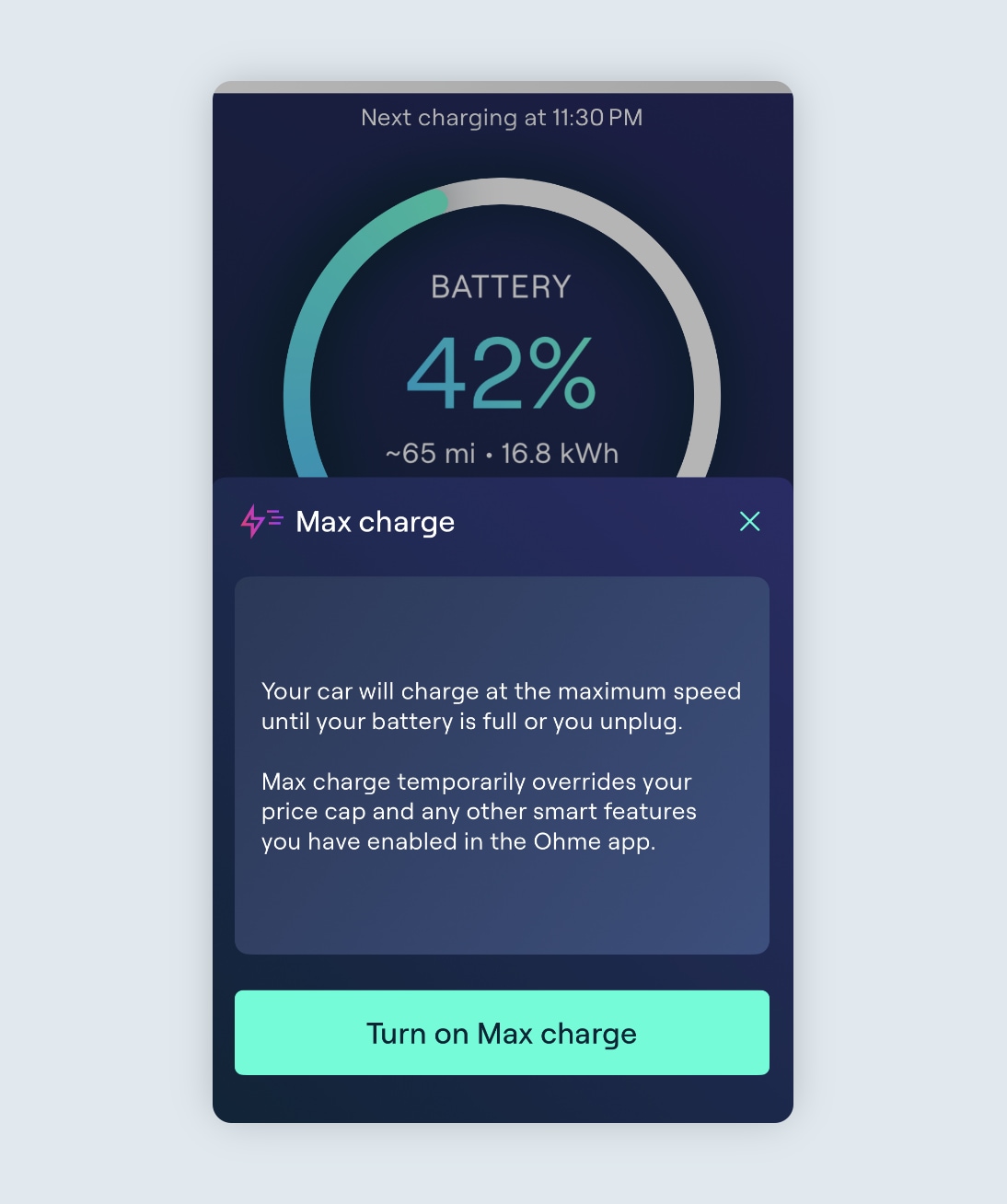 Information explaining how Max Charge works