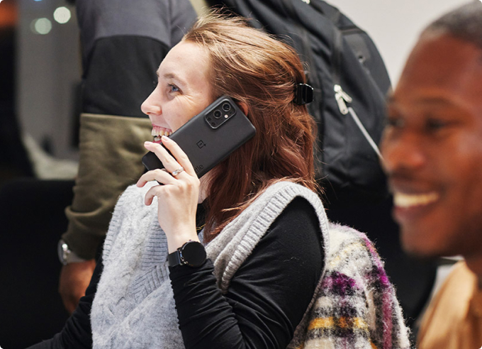 Customer service staff member on the phone