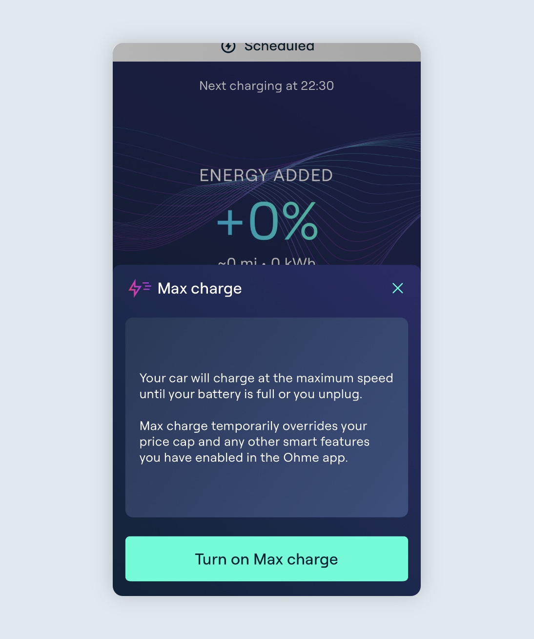 turn on max charge confirmation message