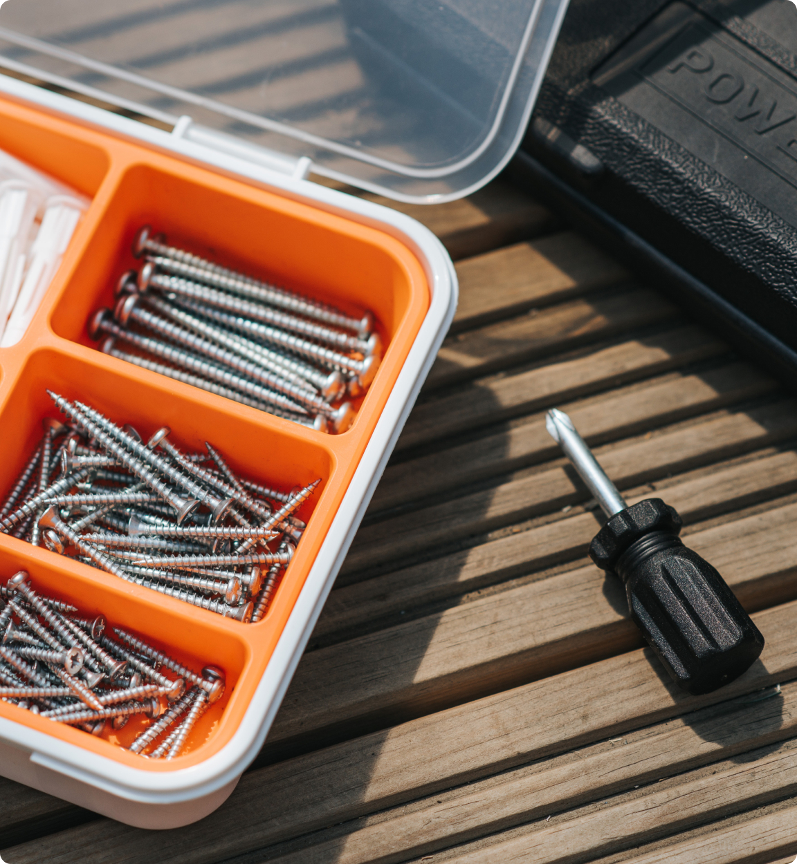 Close up image of an open tool box