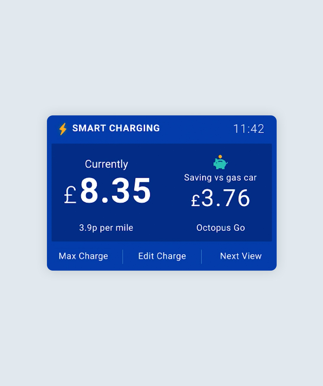 Charge cost screen on the ohme home pro