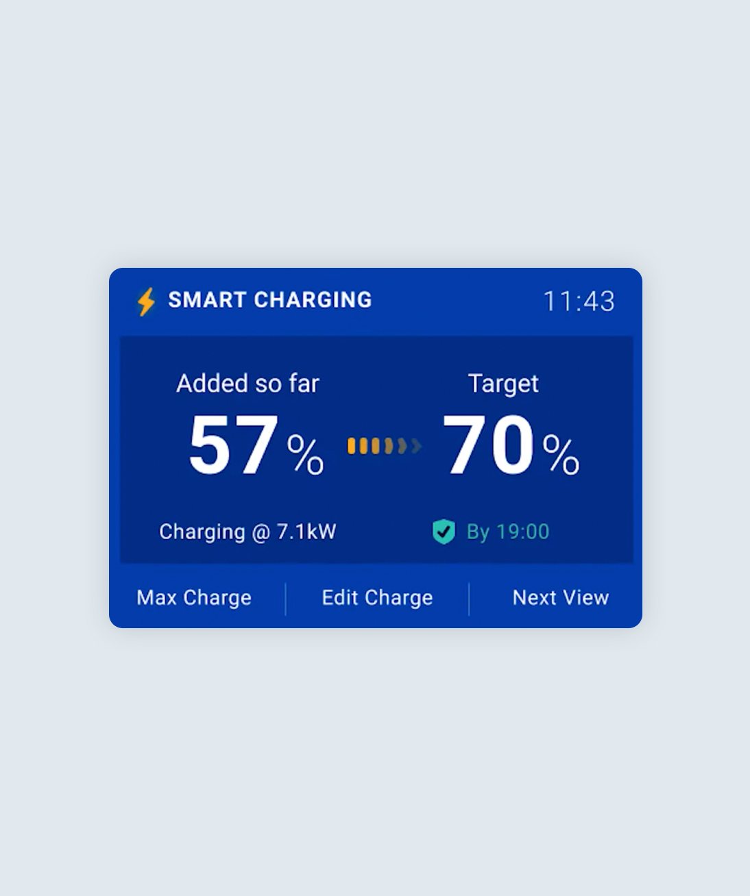 Smart charging screen on the ohme home pro