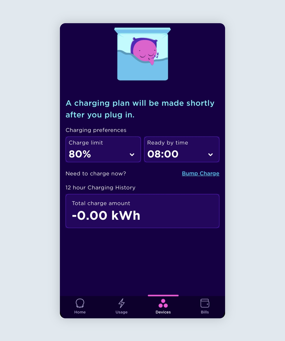 Octopus Energy app devices page with EV integration