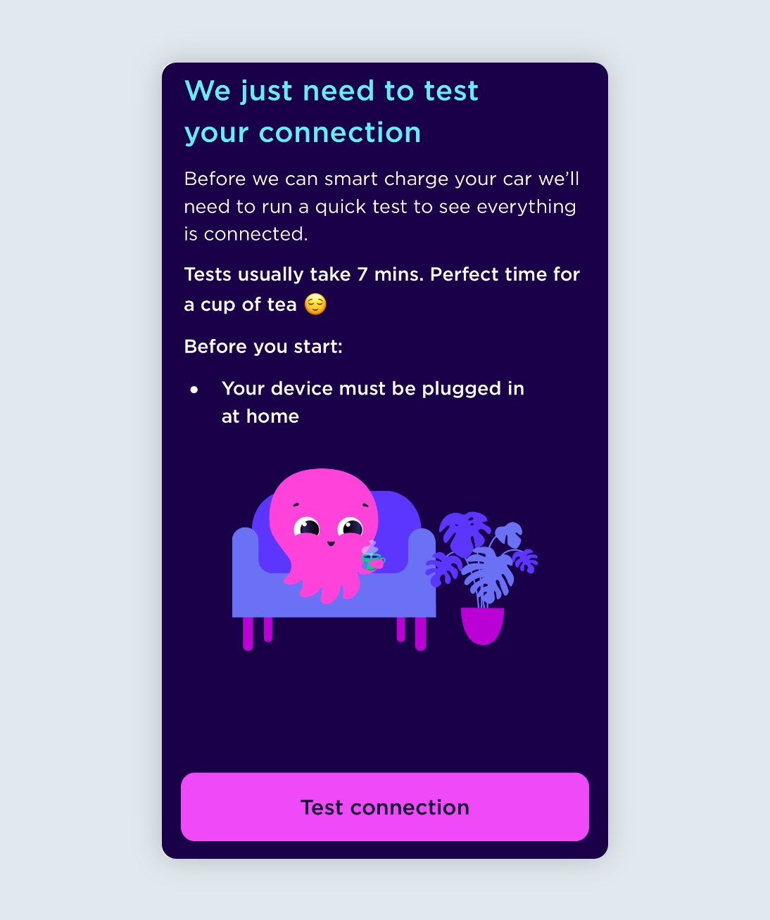Octopus Energy app screen Test Connection