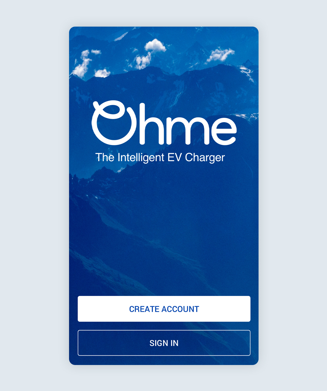 Login screen from the ohme app
