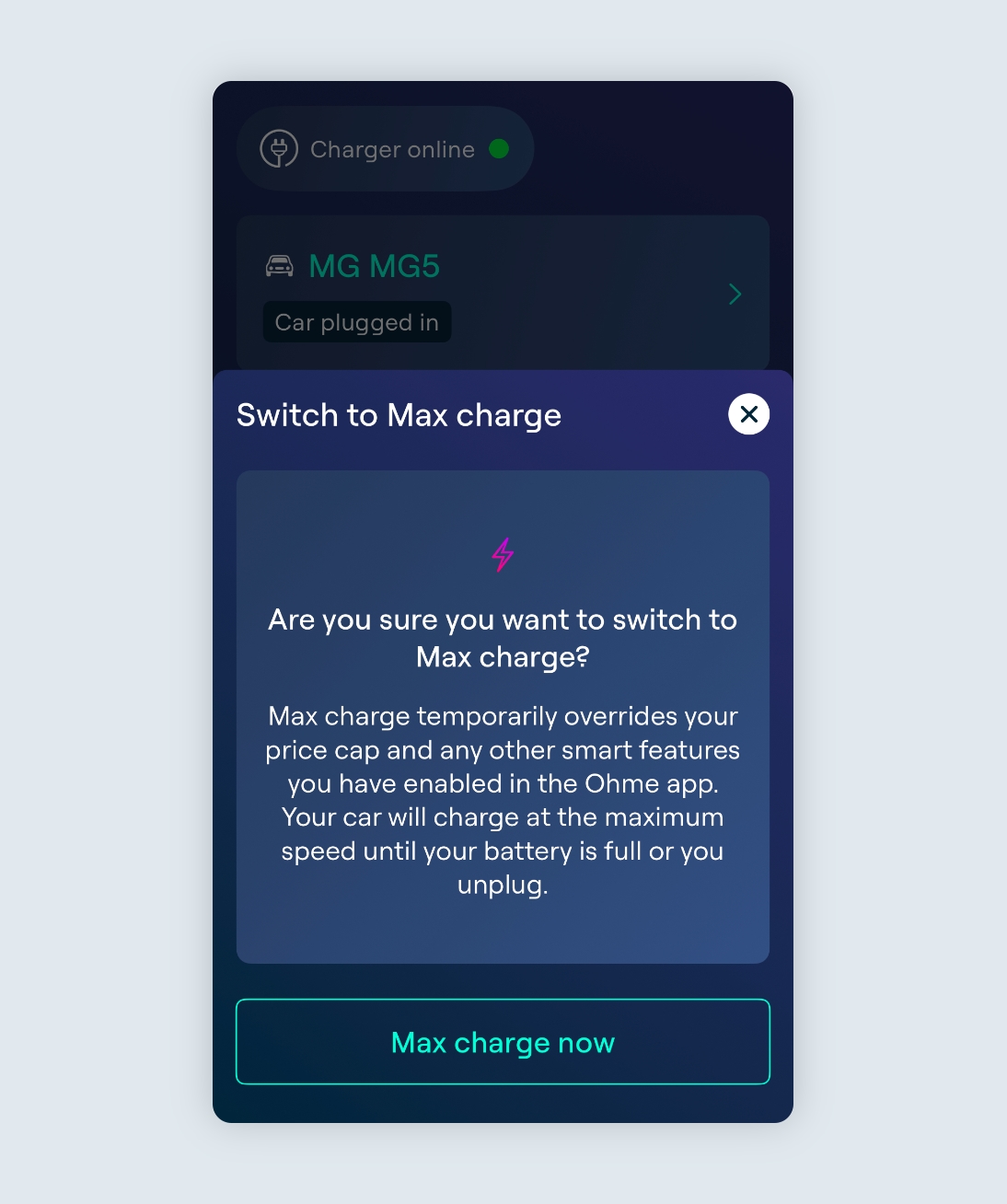 Switch to max charge information alert