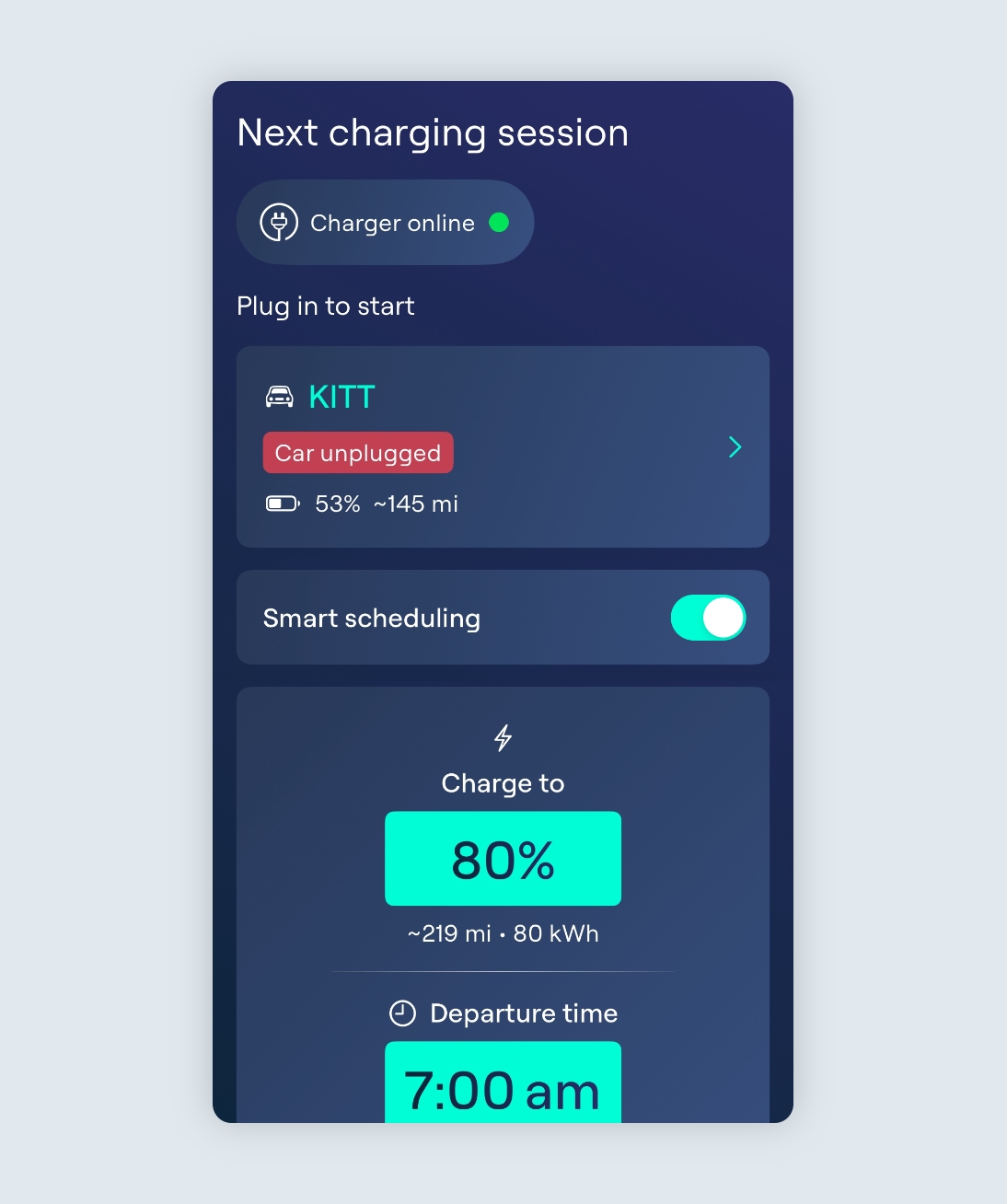 Charging page showing a Charge to amount of 80%