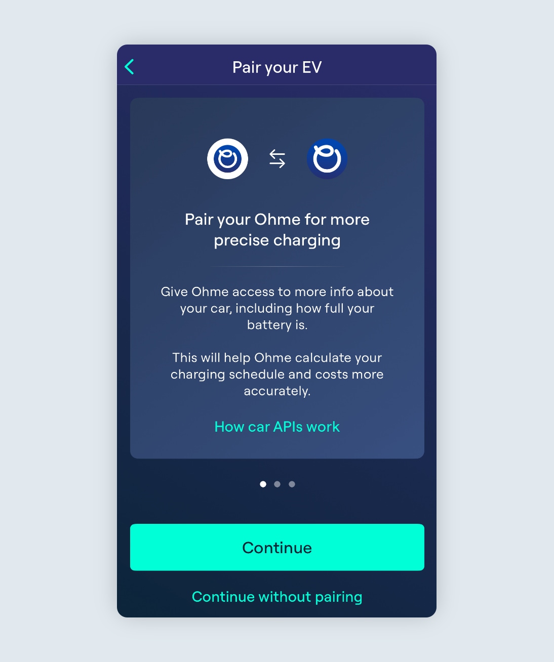 Pair your EV connecting to the Ohme demo brand