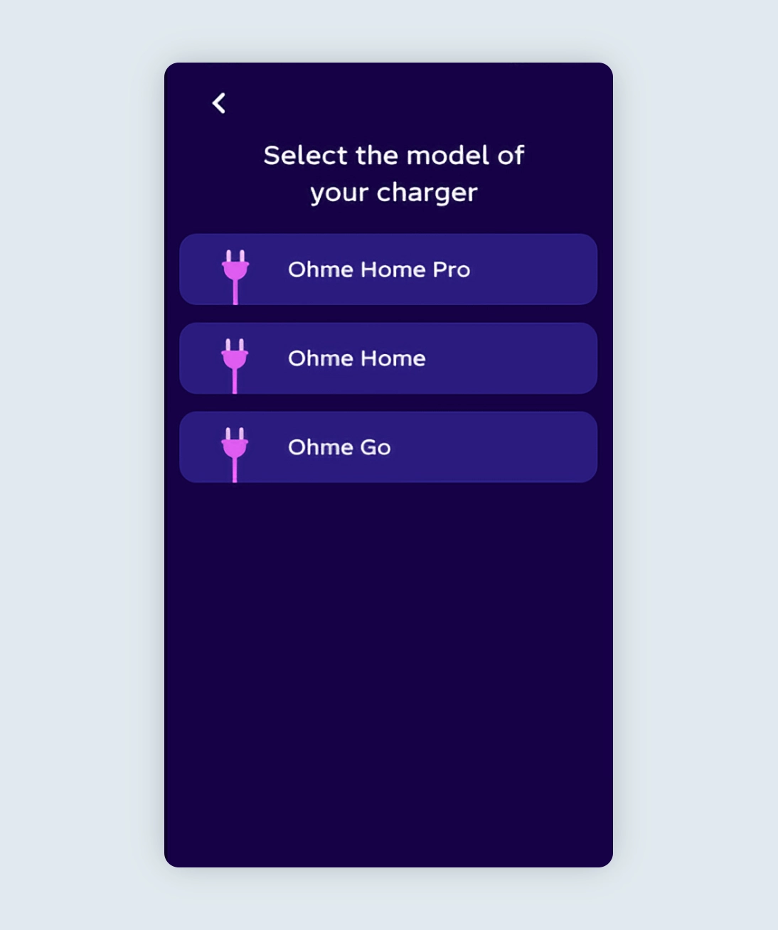 Octopus energy app showing options for connecting to an Ohme charger