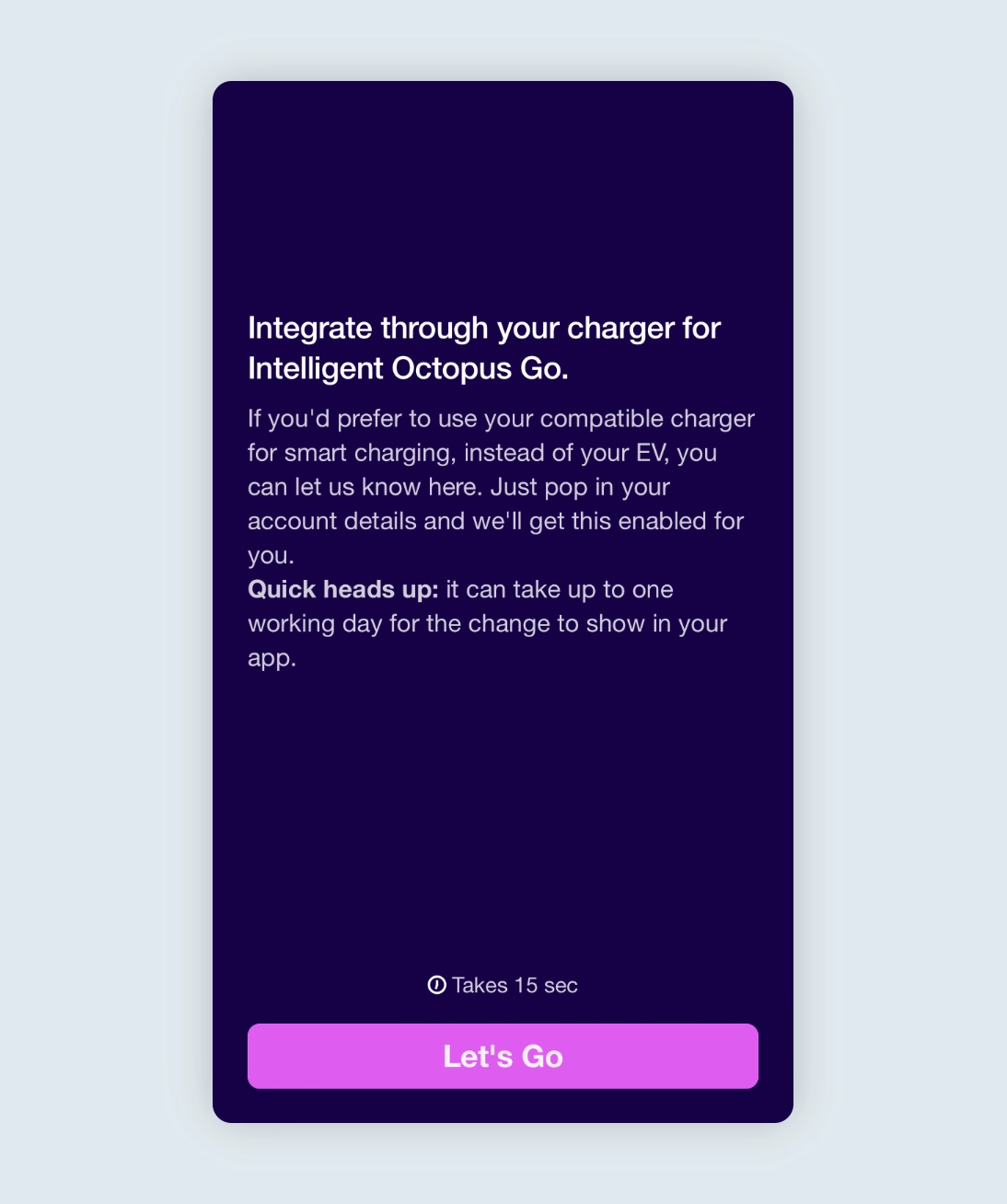 Form to request connecting the intelligent Octopus Go tariff with an Ohme charger