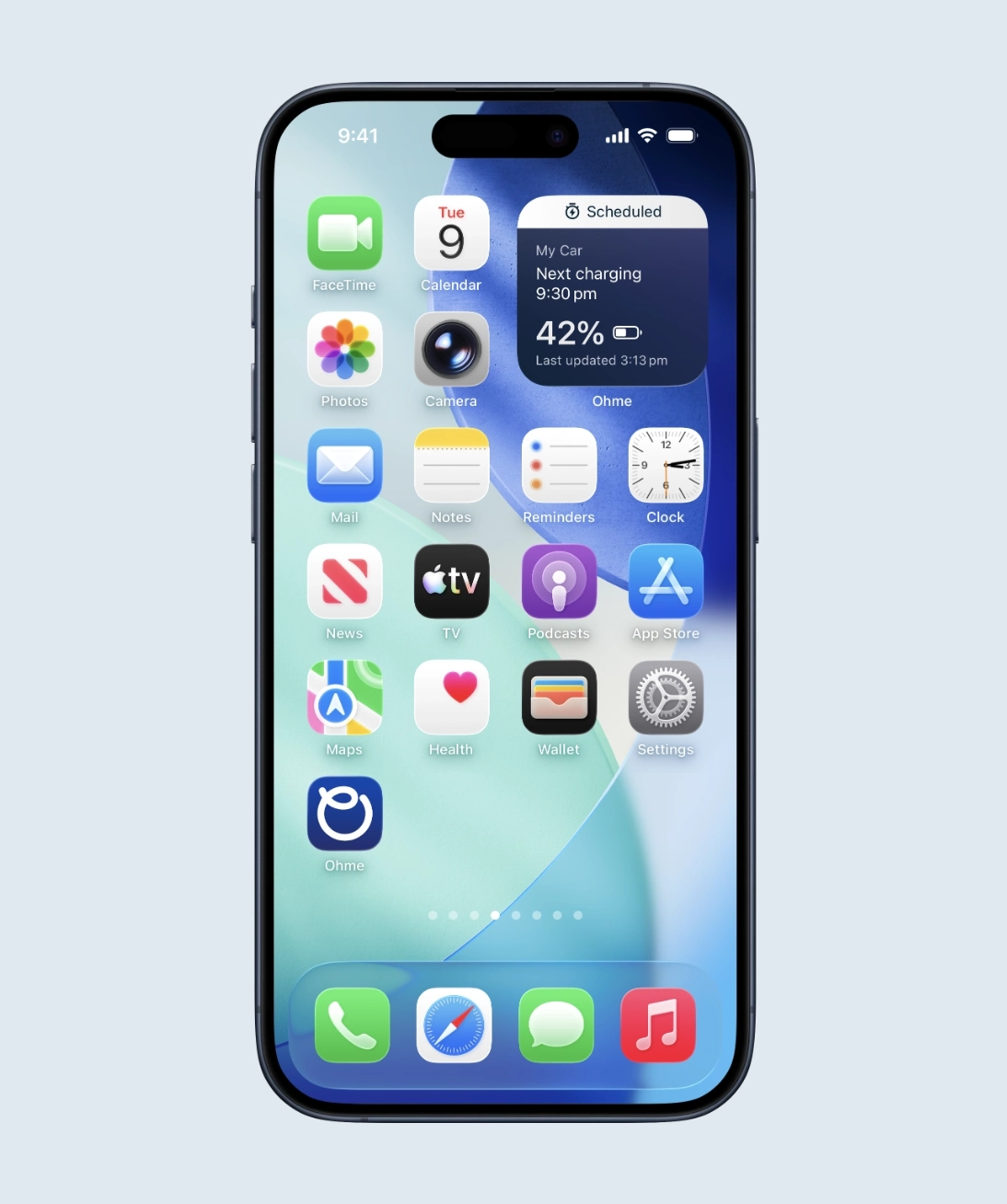 Ohme app widget showing on home screen